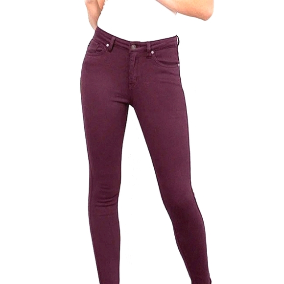 KanCan Gemma women's high rise super skinny jeans in dark wine Size 7 - Picture 1 of 5